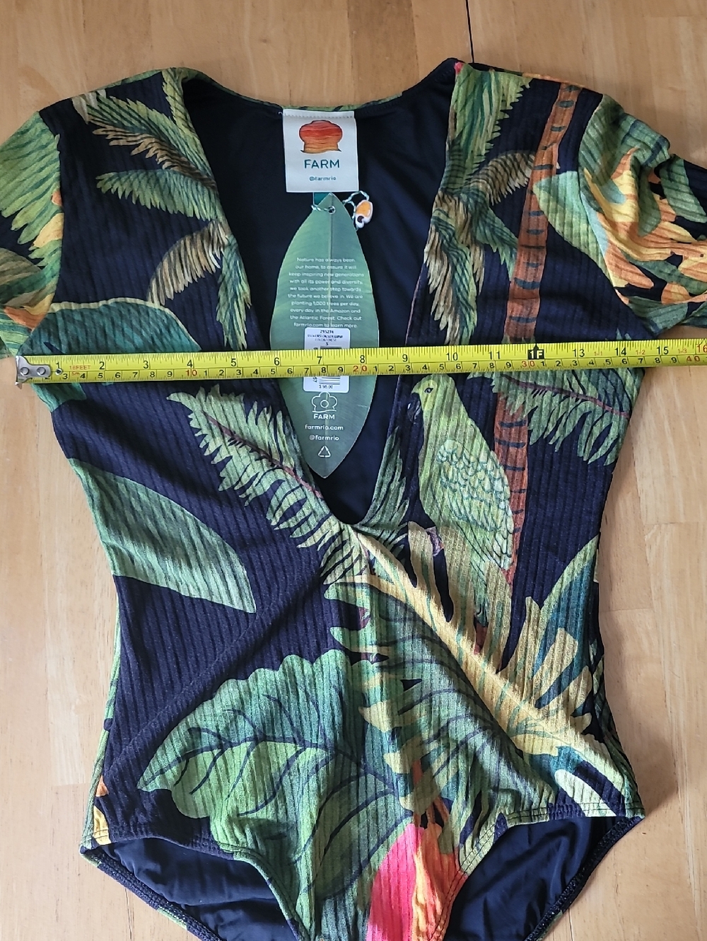 FARM Rio Cocoa Leaf Bodysuit Size S - Picture 8 of 16